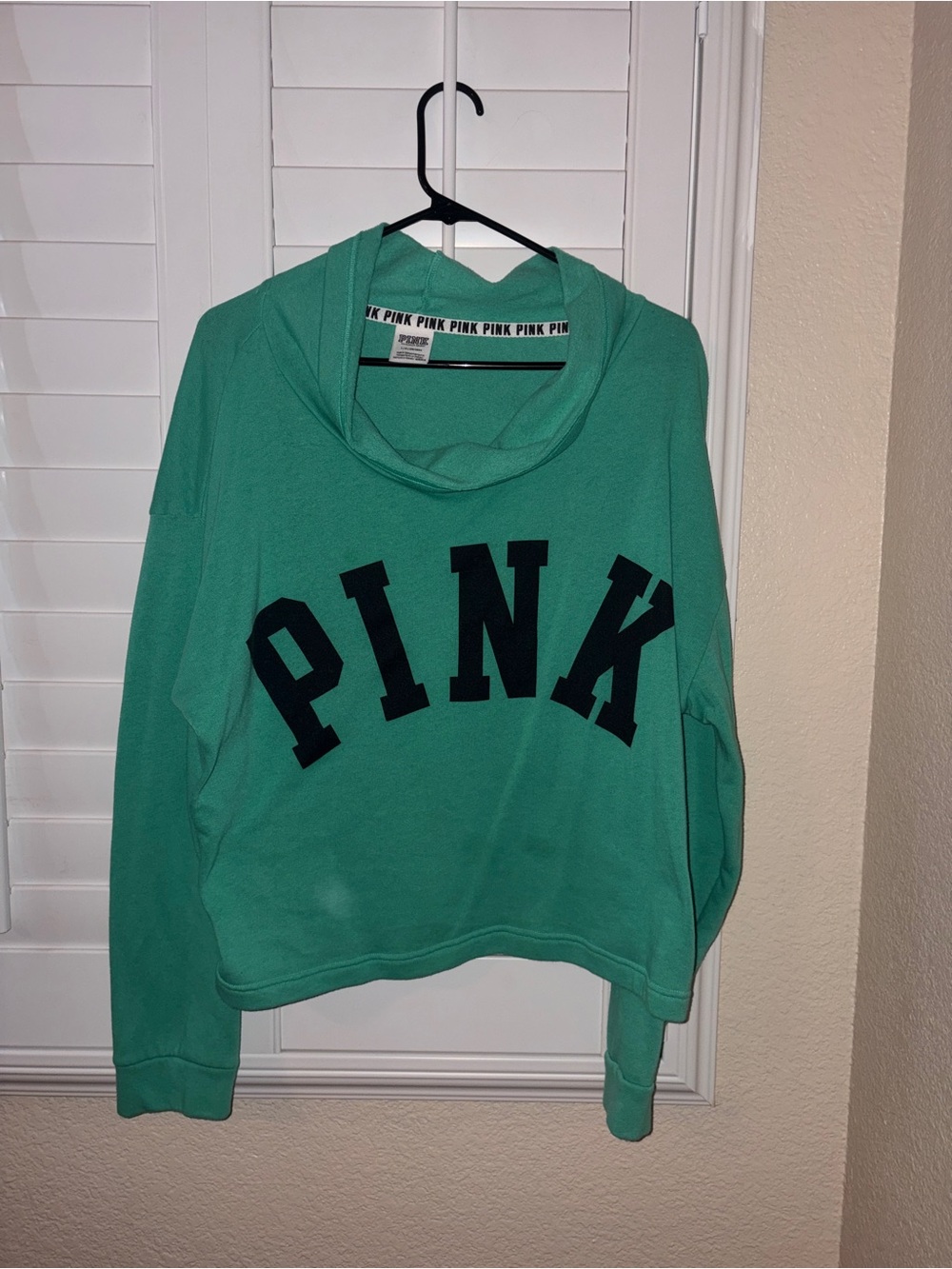 Victoria's Secret PINK Mint Green Cropped Hoodie Sweater